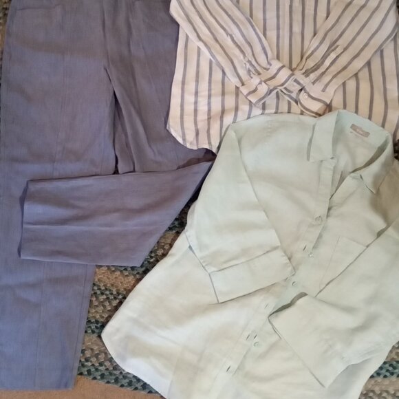 J.Jill/Gap Sz S/M Linen Lot - blue pants 2 Blouses - Picture 5 of 7